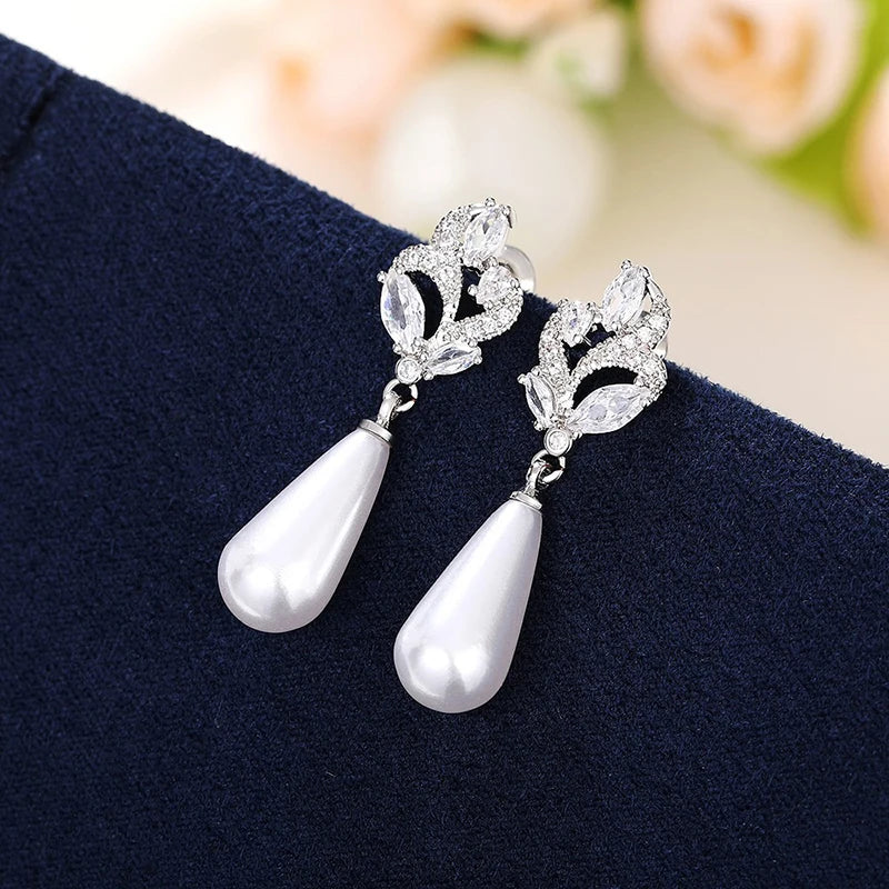 Huitan Waterdrop Pearl Drop Earrings – Wedding Party Jewelry Pearl Drop Earrings Axl
