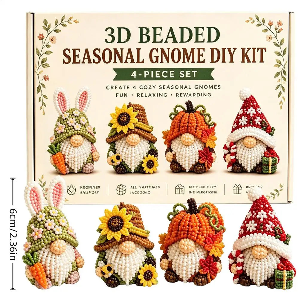 3D Gnome Bead Art Kit – DIY Desk Decor Beading Craft Set DIY Beading Kit Axl B