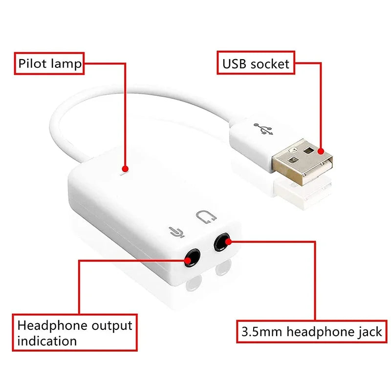 USB External Sound Card – 3.5mm Headphone & Mic Adapter USB Sound Card Axl
