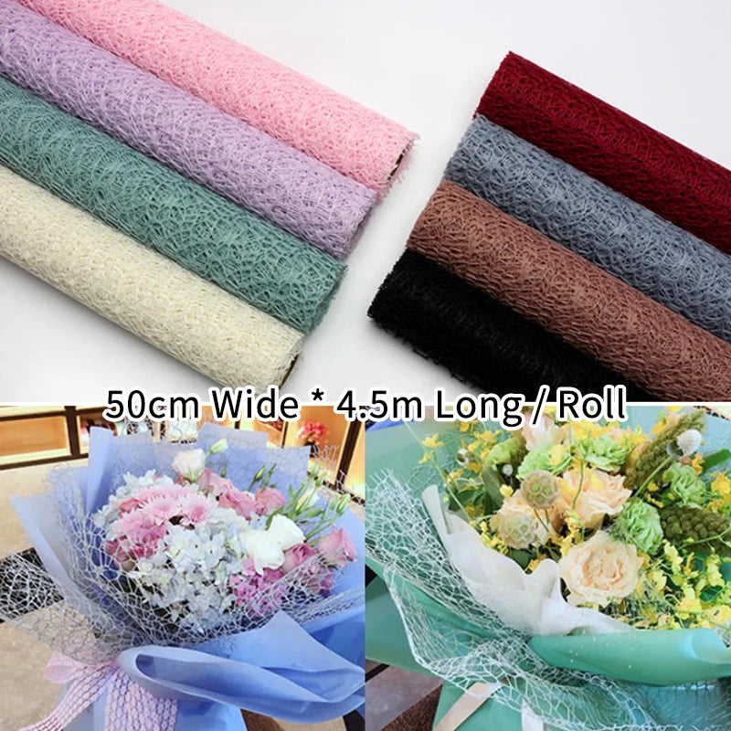 Floral Mesh Wrapping Paper Roll – Hollow Net Bouquet Wrap Bouquet Wrapping Paper Axl