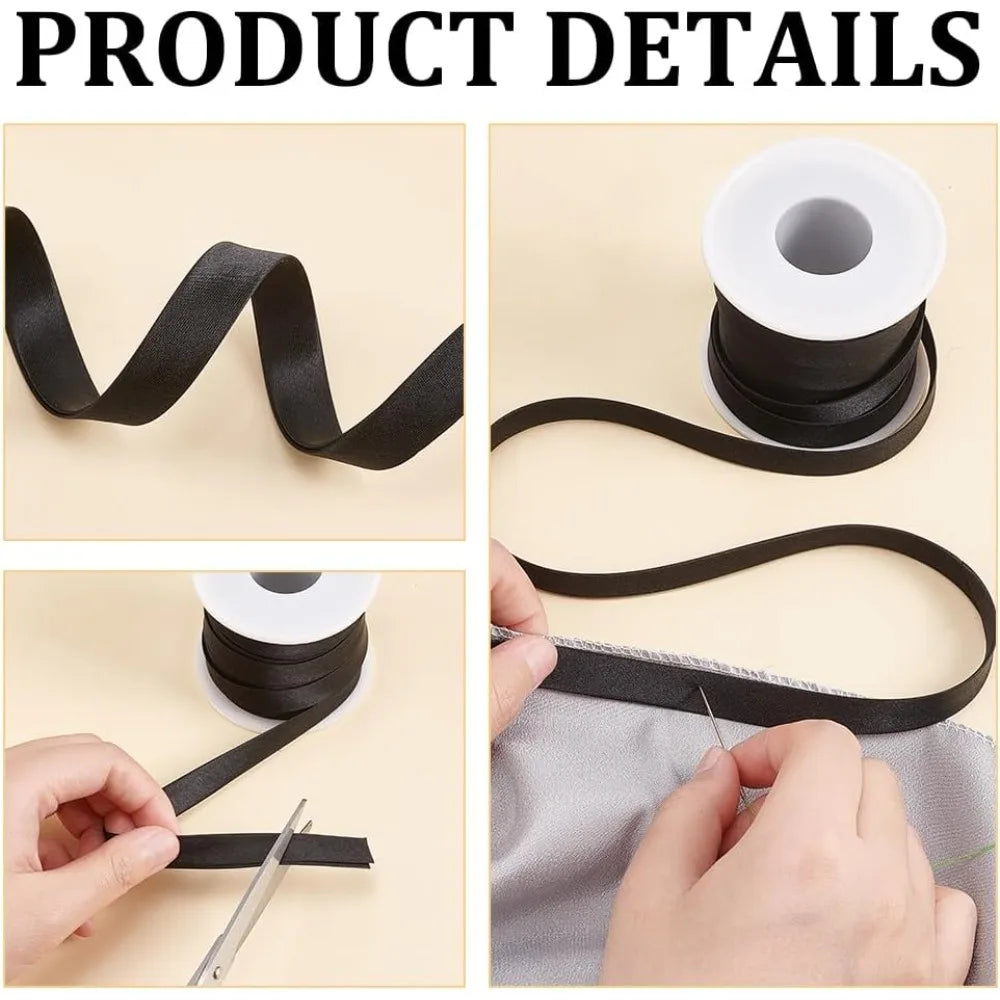 12.5M Black Satin Piping Trim Ribbon – Cheongsam & Sewing Trim Satin Piping Trim Axl