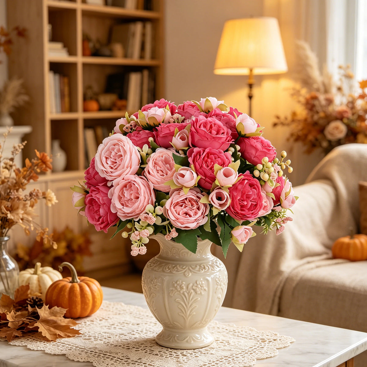 Silk Peony Rose Artificial Bouquet – Wedding & Home Décor Artificial Flower Bouquet Axl
