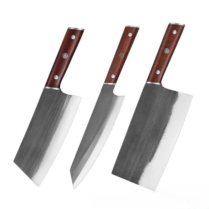 Hand-Forged 3-Piece Knife Set – Chef, Slicer & Cleaver Kitchen Knife Set Axl