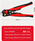 Automatic Wire Stripper Crimper Cutter Multifunctional Plier Wire Stripper Plier Axl 8 Inches Red Black