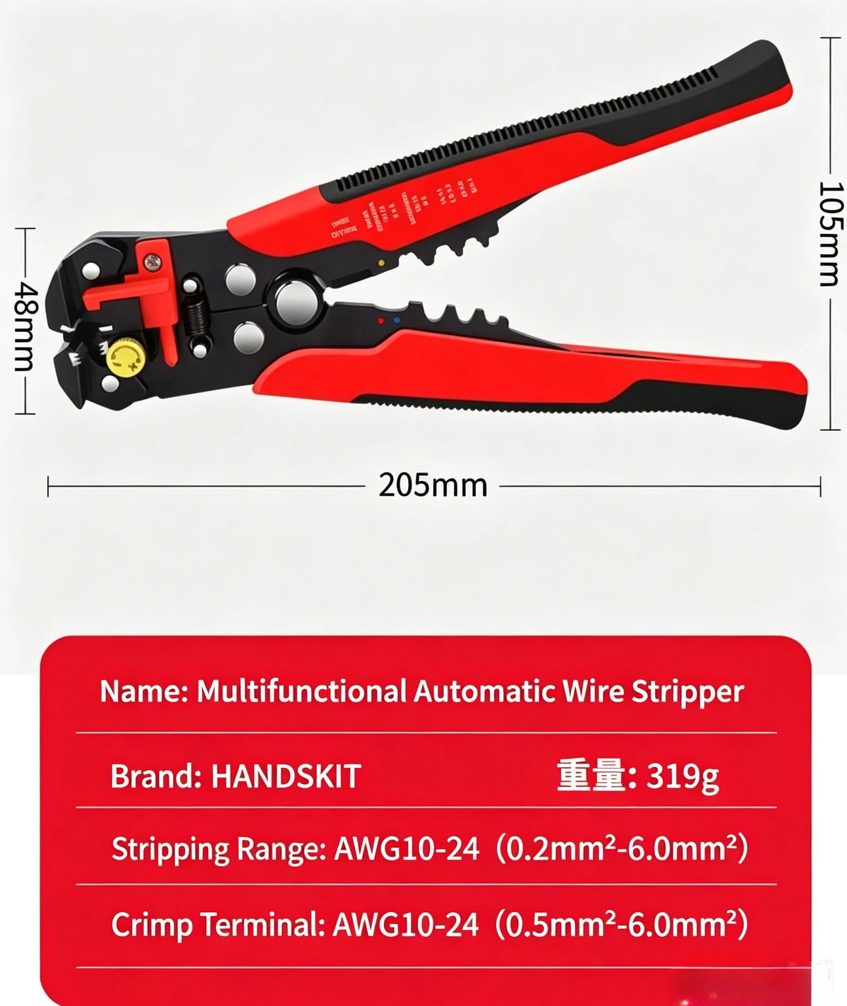 Automatic Wire Stripper Crimper Cutter Multifunctional Plier Wire Stripper Plier Axl 8 Inches Red Black