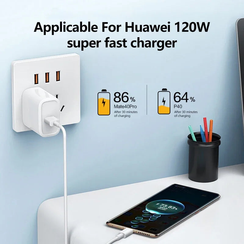 120W USB-A to USB-C Fast Charging Cable 0.3M–2M | White USB-C Charging Cable Axl