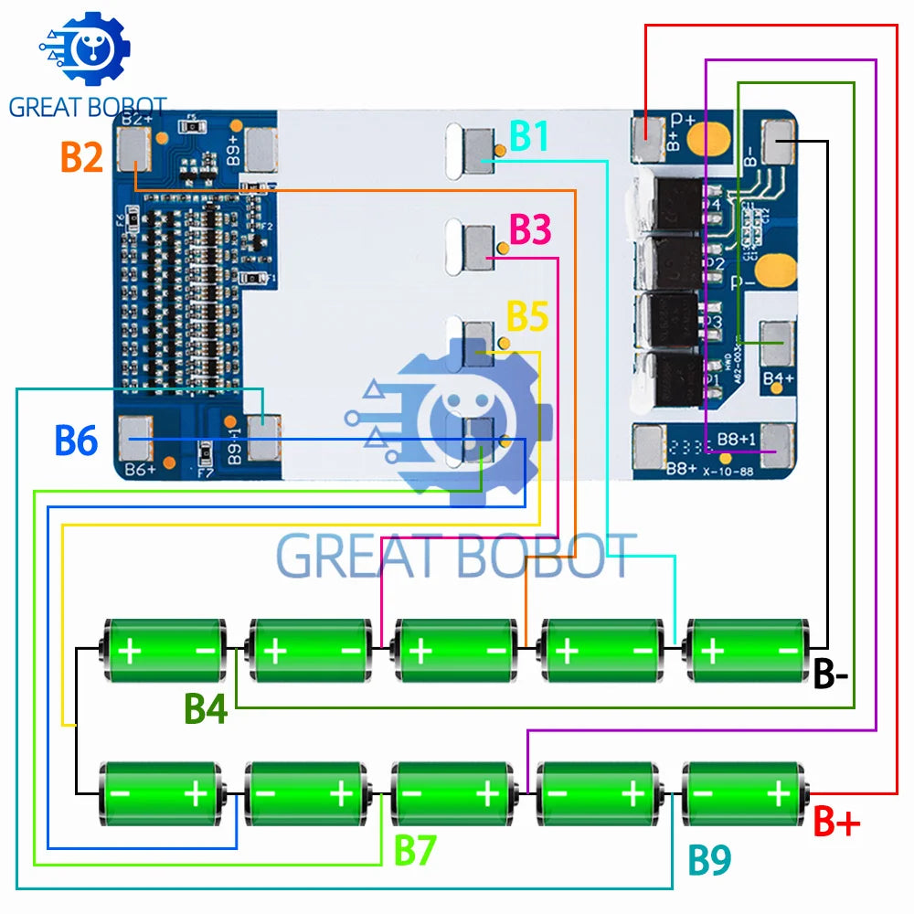 36V 10A 10S BMS Board for 18650 Li-ion Battery Packs BMS Protection Board Axl