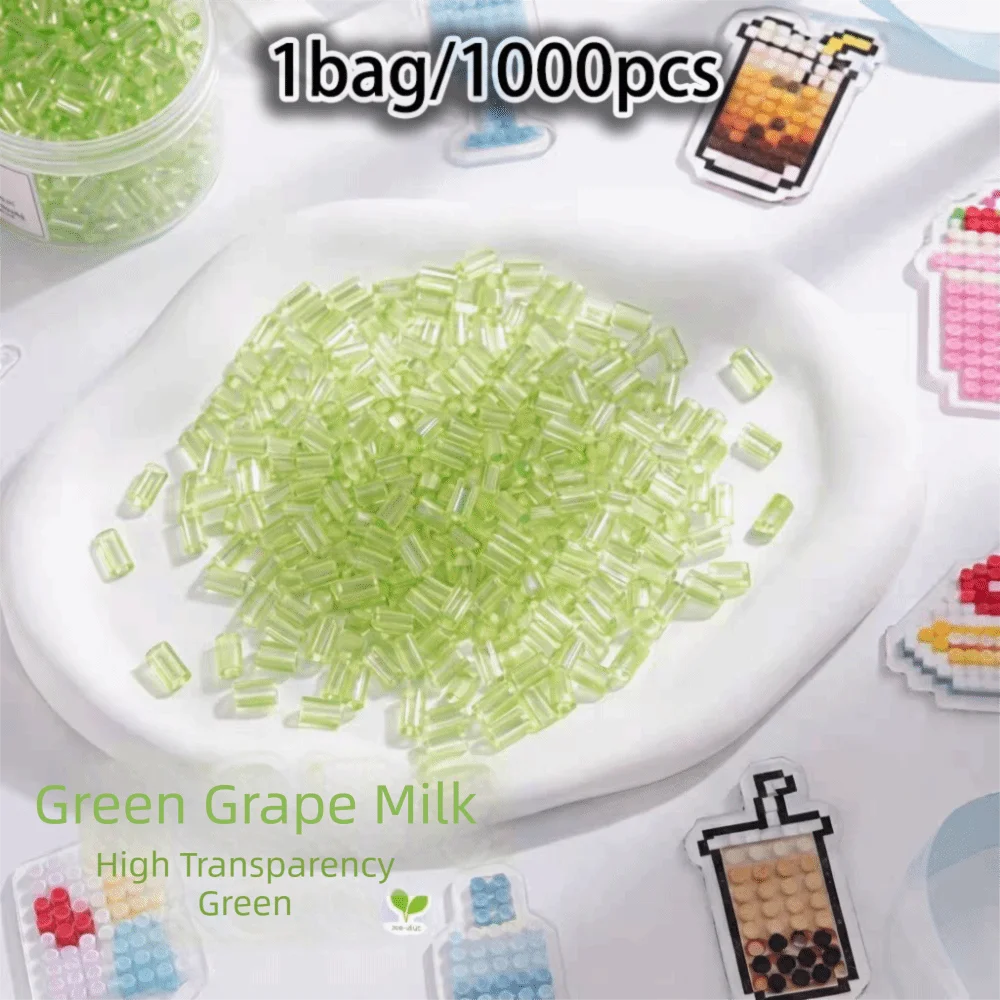 2.6mm Transparent Perler Beads DIY Kit – 7 Colors ~1000pcs DIY Craft Beads Axl transparent green