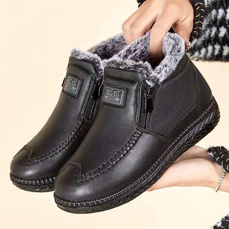 YBQJOO Women's Ankle Snow Boots – Warm Winter Suede Zip Women's Snow Boots Axl