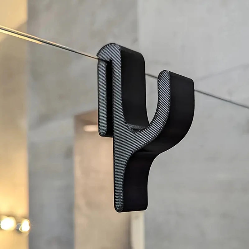 No-Drill Shower Door Hook for 8mm Glass – Towel & Robe Hanger Bathroom Door Hook Axl Black