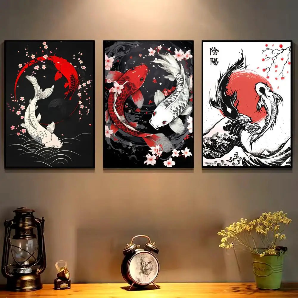 Lucky Koi Yin Yang Canvas Wall Art | HD Print Home Decor Canvas Wall Art Axl