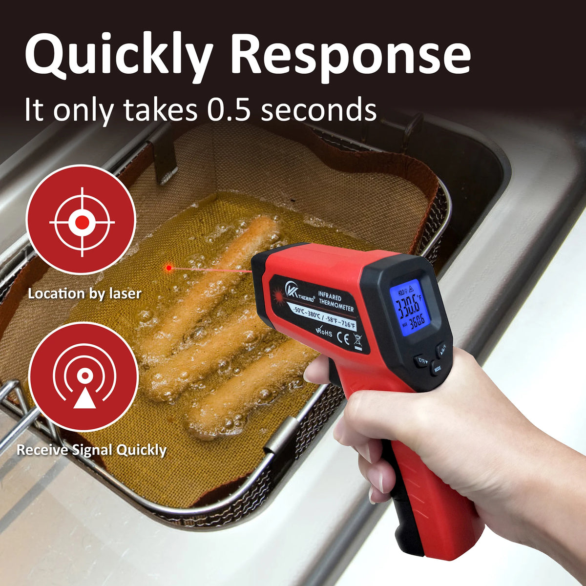 Digital Infrared Thermometer Gun | Non-Contact -50~380°C LCD Infrared Thermometer Gun Axl