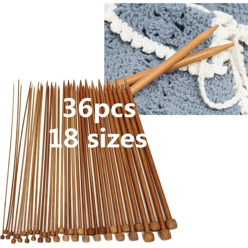 18-Size Carbonized Bamboo Crochet Hook Set – 36 Needles Kit Crochet Hook Set Axl
