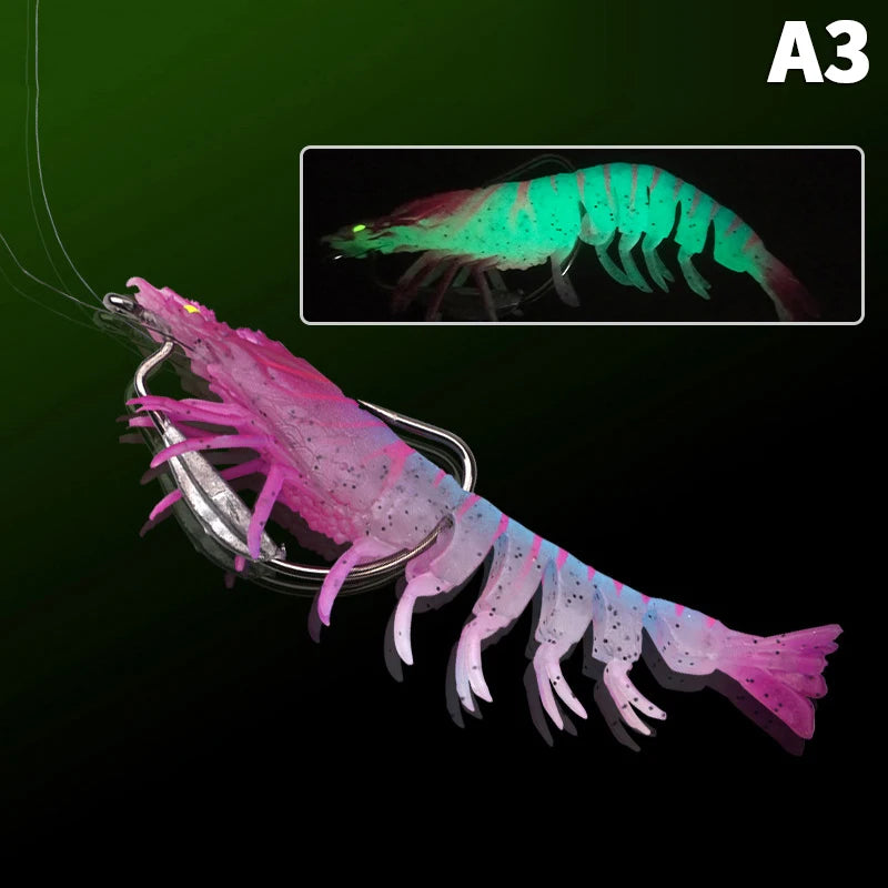 95mm TPE Squid Jig Slow Sinking Wood Shrimp Fishing Lure Squid Jig Lure Axl A3