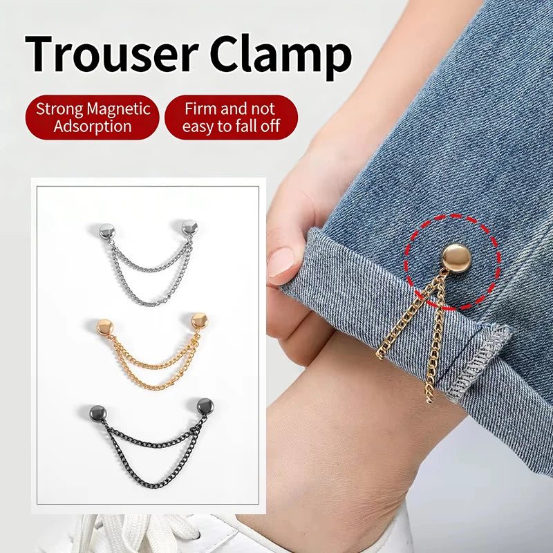 2Pcs Magnetic Clothes Clips – Chain Metal Garment Fastener Garment Fastener Clips Axl