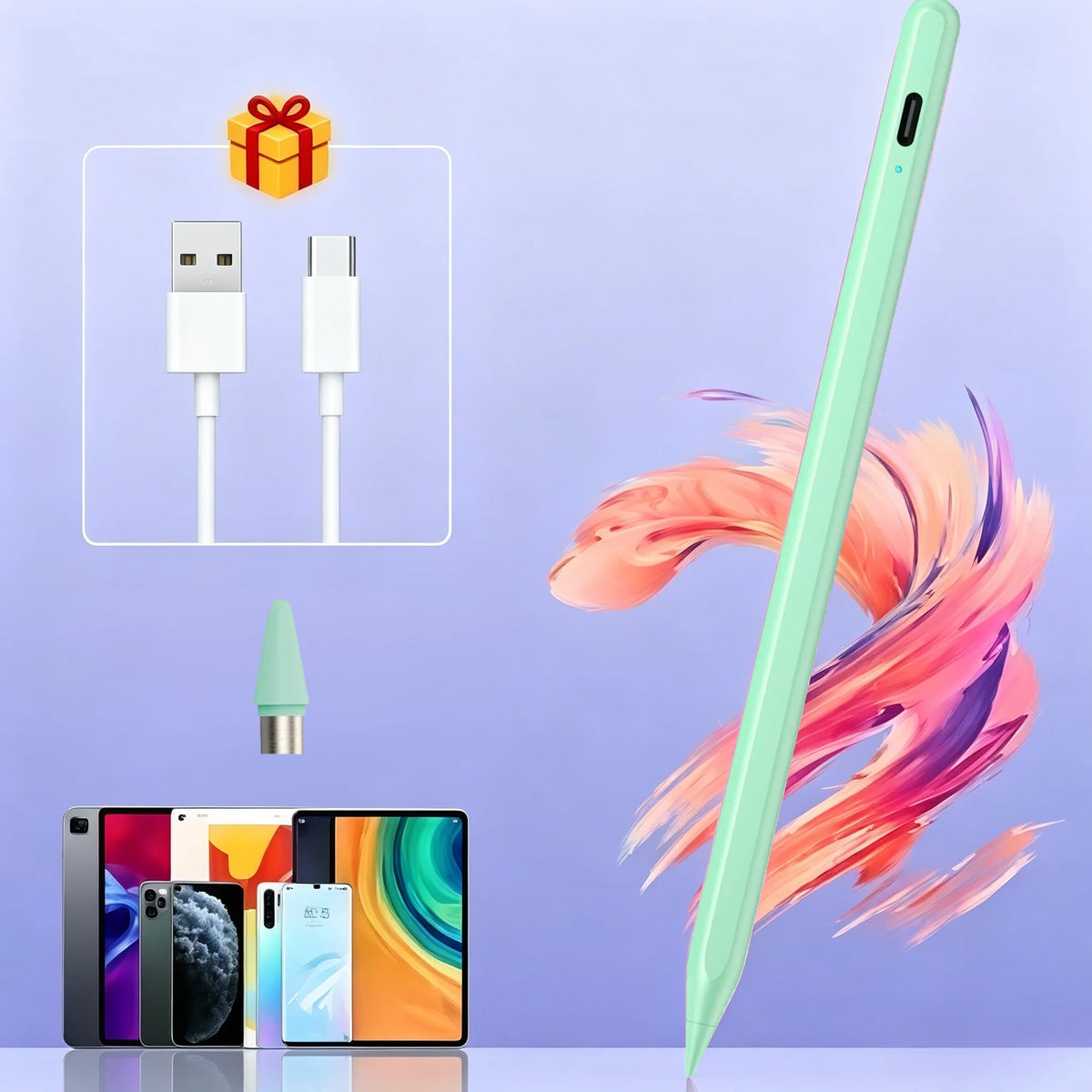 Universal Stylus Pen – Capacitive Touchscreen for iOS & Android Touchscreen Stylus Pen Axl ZP1-green-1nib