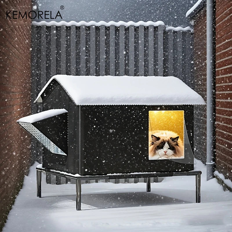 KEMORELA Outdoor Cat House – Windproof Oxford Cloth Shelter Outdoor Cat Shelter Axl
