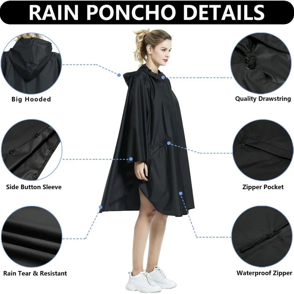 3-in-1 Waterproof Hooded Raincoat – Lightweight Hiking Poncho Outdoor Rain Poncho Axl