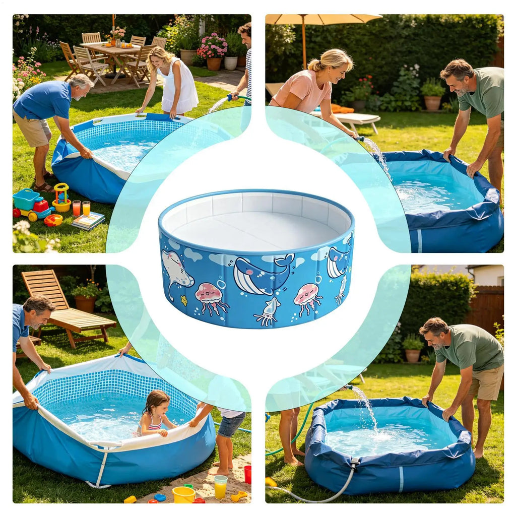 Foldable Kids Pool 90x45cm – No-Inflate Kiddie & Pet Pool Foldable Kiddie Pool Axl