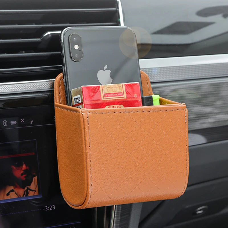 Car Air Vent Storage Bag – PU Leather Organizer Pocket Car Vent Organizer Axl