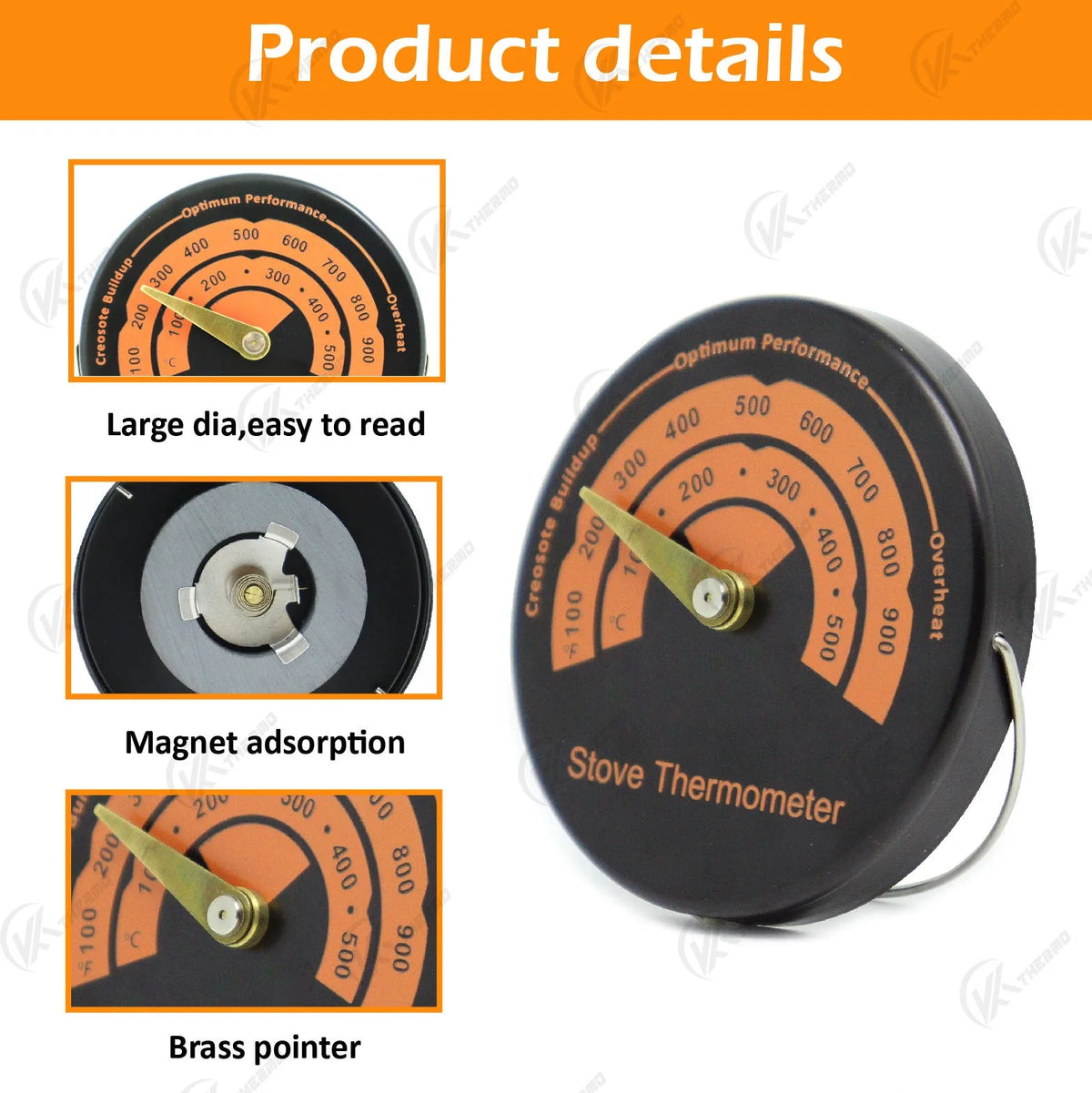 Magnetic Stove Thermometer for Wood Burning & Pellet Stoves Stove Thermometer Axl