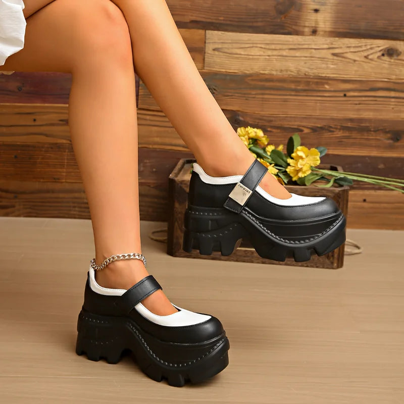 YEAE Women's Platform Sneakers – Plus Size Buckle Strap Shoes Platform Sneakers Axl