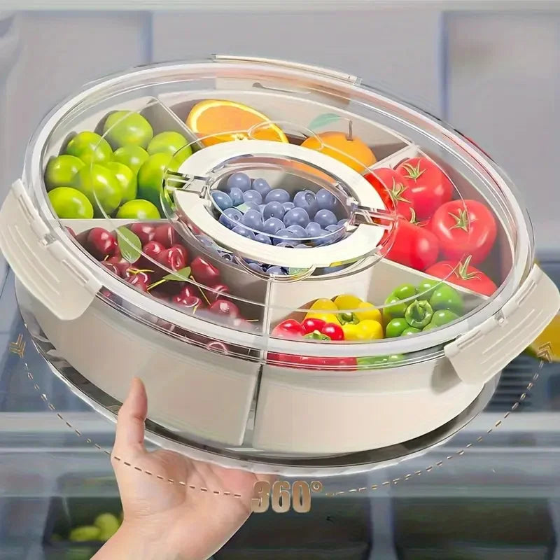 Portable Snackle Box with Handle – Veggie Snack Serving Tray Snack Serving Tray Axl 6 grids round