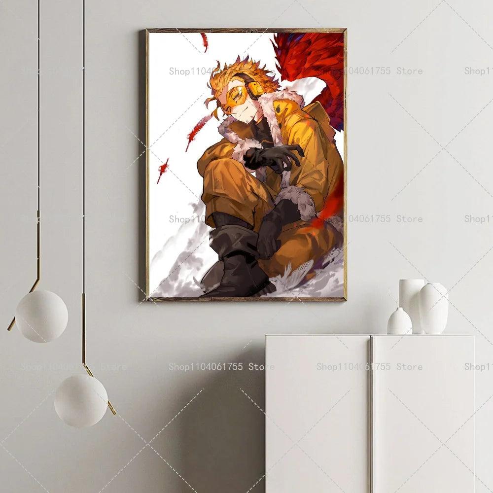 My Hero Academia Hawks Anime Poster – Self-Adhesive Wall Art Anime Wall Poster Axl