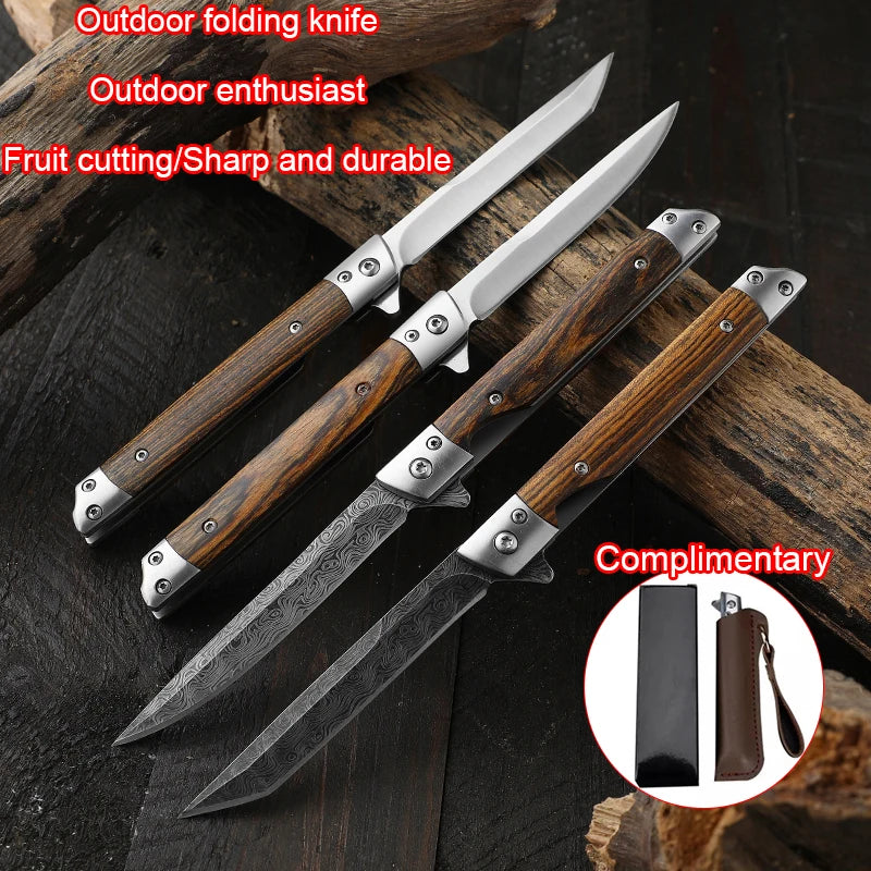 EDC Folding Pocket Knife – Stainless Steel & Wood Handle Folding Pocket Knife Axl