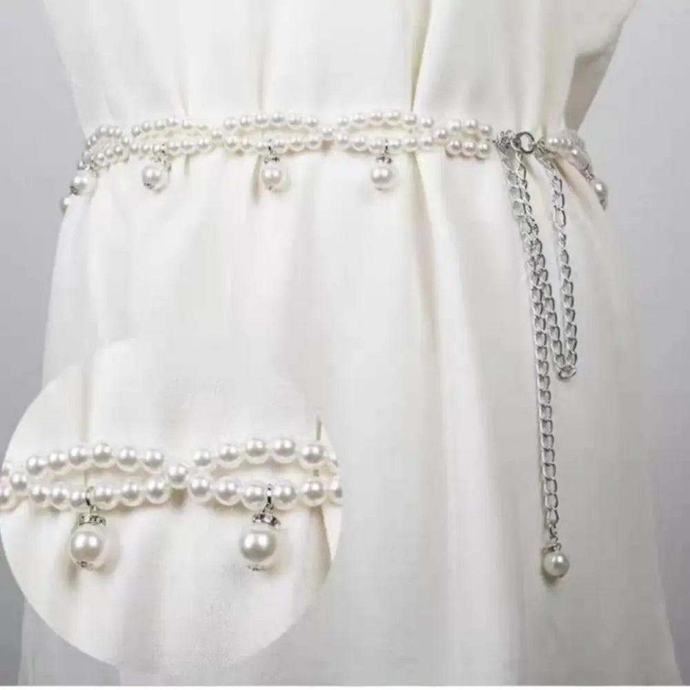 100cm Pearl Waist Chain Belt – Elegant Women's Body Jewelry Pearl Waist Chain Axl