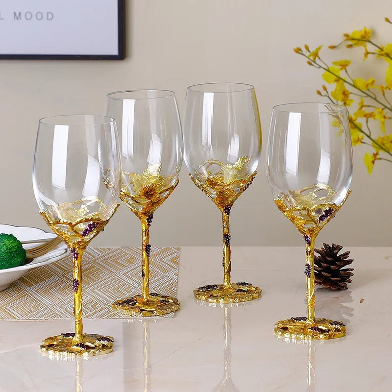 Enamel Crystal Wine Glass & Decanter Set | Gift Box Crystal Wine Glass Set Axl 201-300ml Style 2
