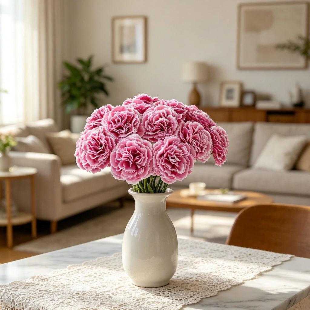 Silk Carnation Artificial Flowers 4/8 Pcs – Wedding & Home Décor Artificial Silk Flowers Axl