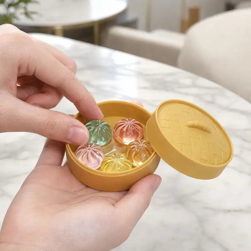 5-Piece Mini Dumpling Squishy Toys Set with Steamer Basket Squishy Fidget Toy Axl 1Set