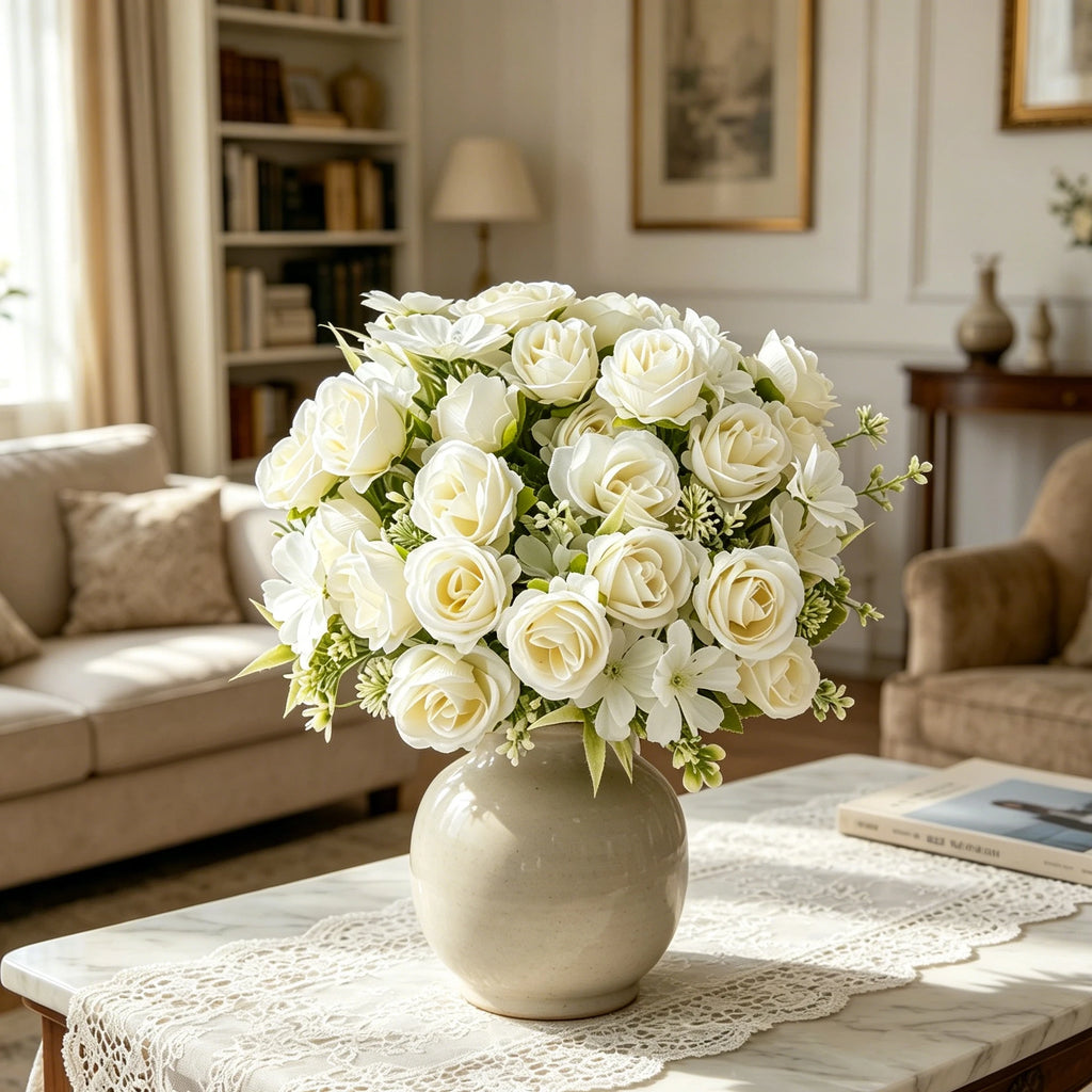 Silk Rose Artificial Flower Bouquet – Wedding & Home Decor Artificial Flower Bouquet Axl