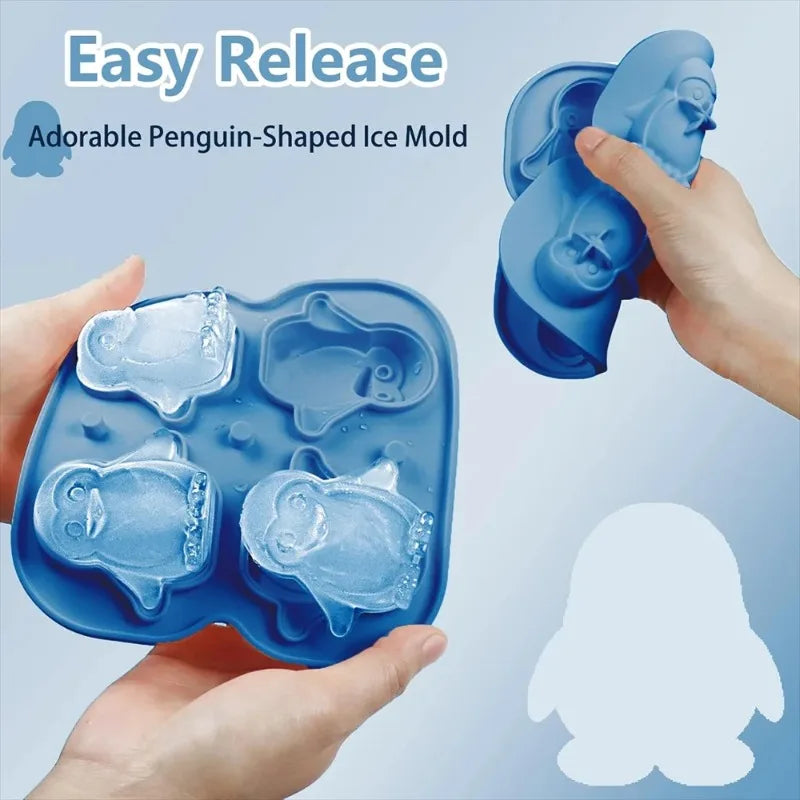KEMORELA Penguin Silicone Ice Cube Tray with Lid | BPA-Free Silicone Ice Cube Tray Axl
