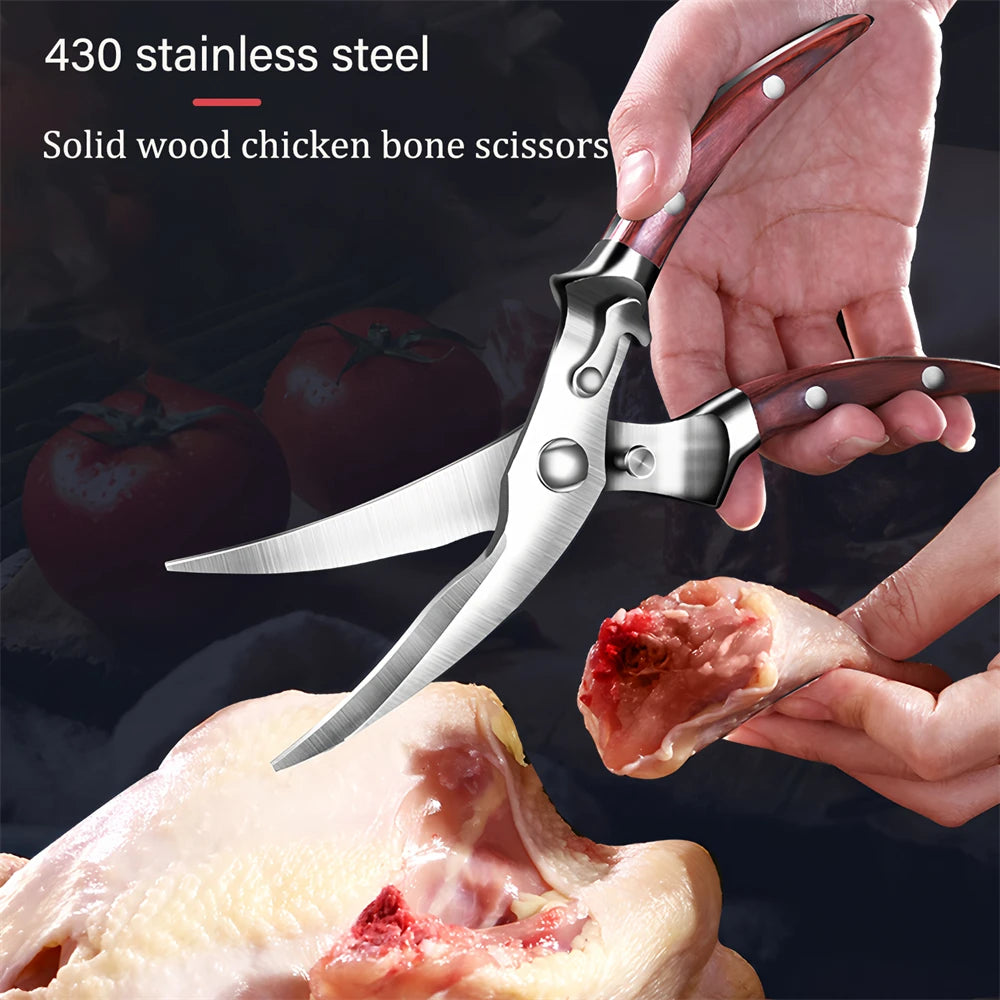 Professional Kitchen Scissors – Stainless Steel Meat & Bone Shears Kitchen Scissors Axl