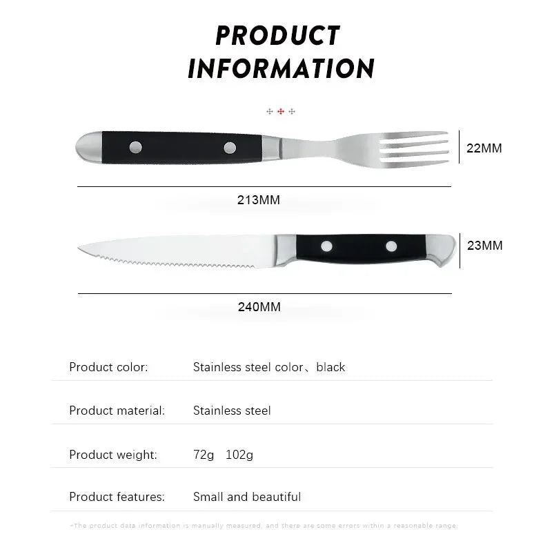 Stainless Steel Steak Knife & Fork Set – 2/4/6/8 Piece Flatware Set Axl