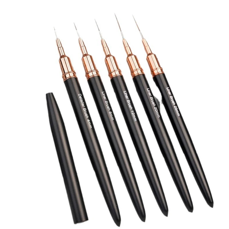 5-Piece Nail Art Liner Brush Set – 7/9/11/15/20mm Striping Nail Art Brush Set Axl