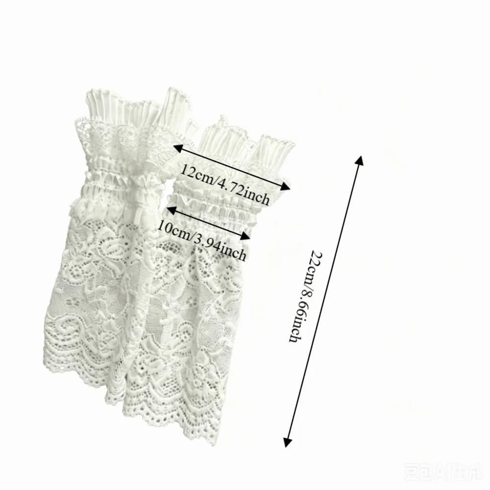 Lace Trim Arm Sleeves – Mesh Ruffle Fingerless Wrist Cuffs Lace Arm Sleeves Axl