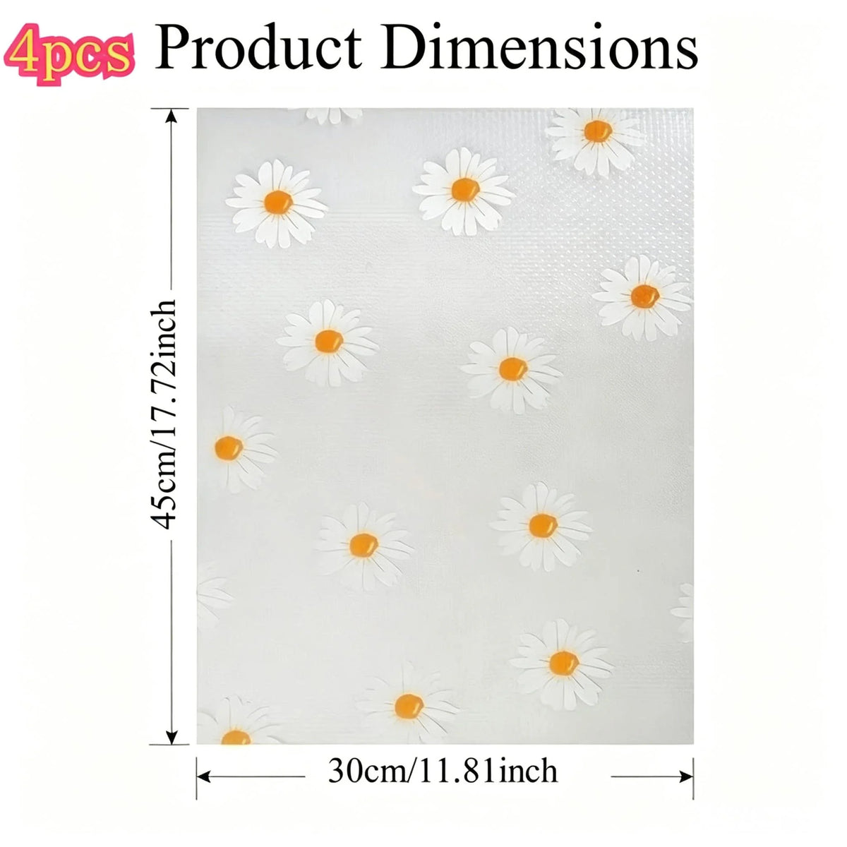 5-Pack EVA Fridge Liners – Daisy Washable Anti-Slip Shelf Mats Refrigerator Shelf Liner Axl 45x30cm 4PCS