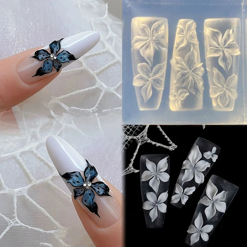 3D Lily Flower Nail Art Silicone Mold – DIY Carving Template Nail Art Mold Axl