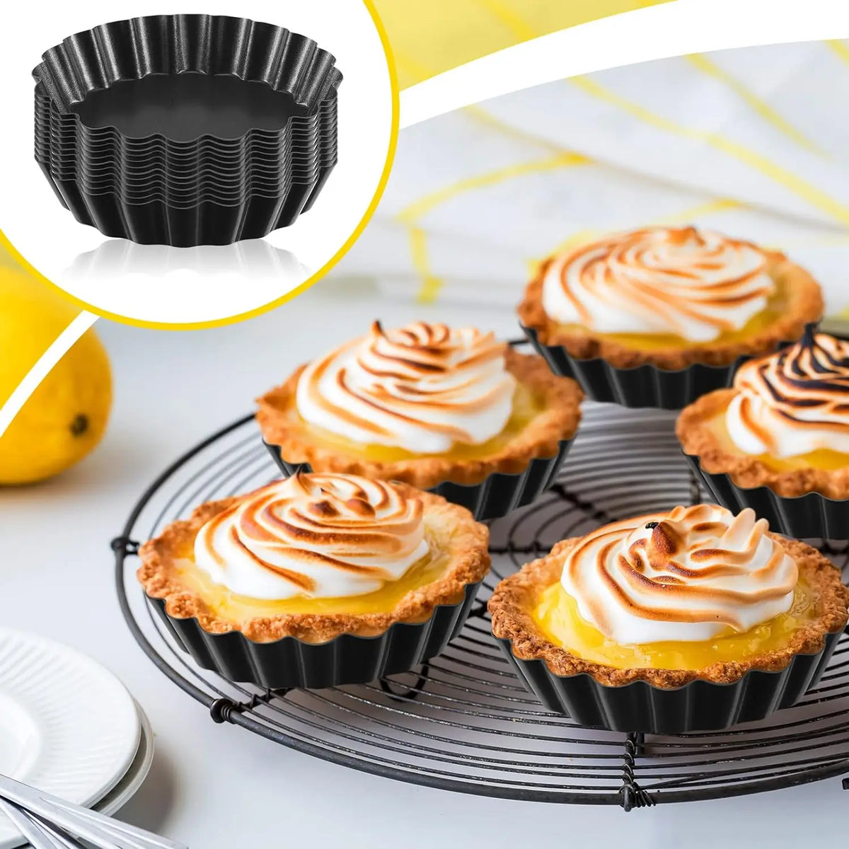 Non-Stick Stainless Steel Tart & Quiche Mold Set – 12+ Pcs Tart & Quiche Mold Axl