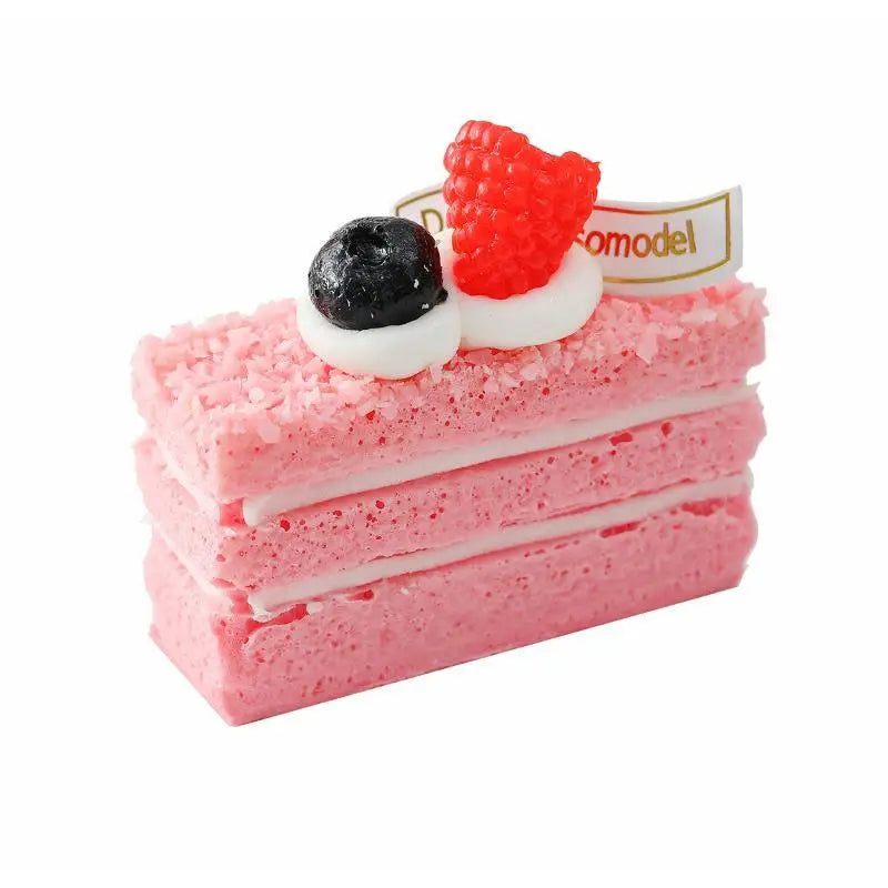 Faux Layered Cake Slices – Realistic PU Fruit Decor Props 4pc Artificial Food Decor Axl