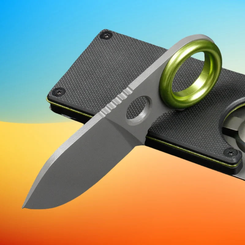 Mini EDC Fixed Blade Keychain Knife – 5CR15MOV Steel Wood Handle Fixed Blade Knife Axl