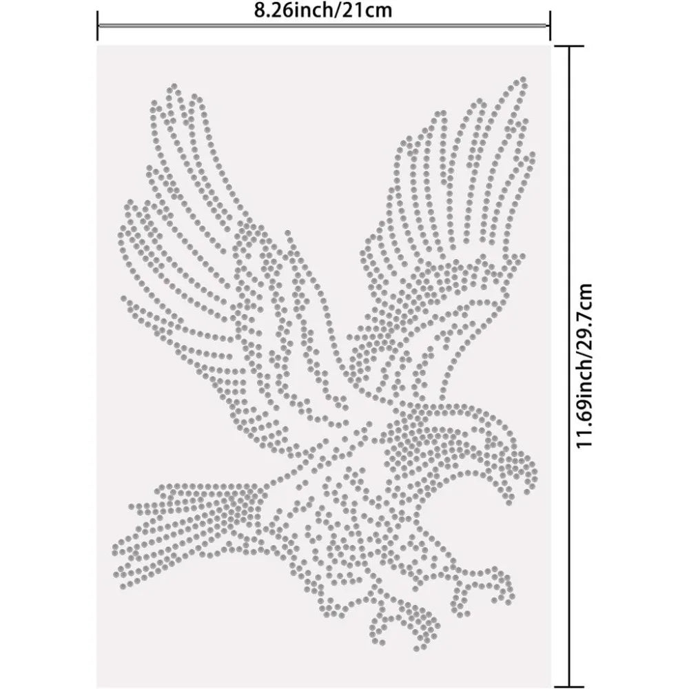 Eagle Rhinestone Iron-On Heat Transfer Decal | Bling Patch Iron-On Transfer Patch Axl
