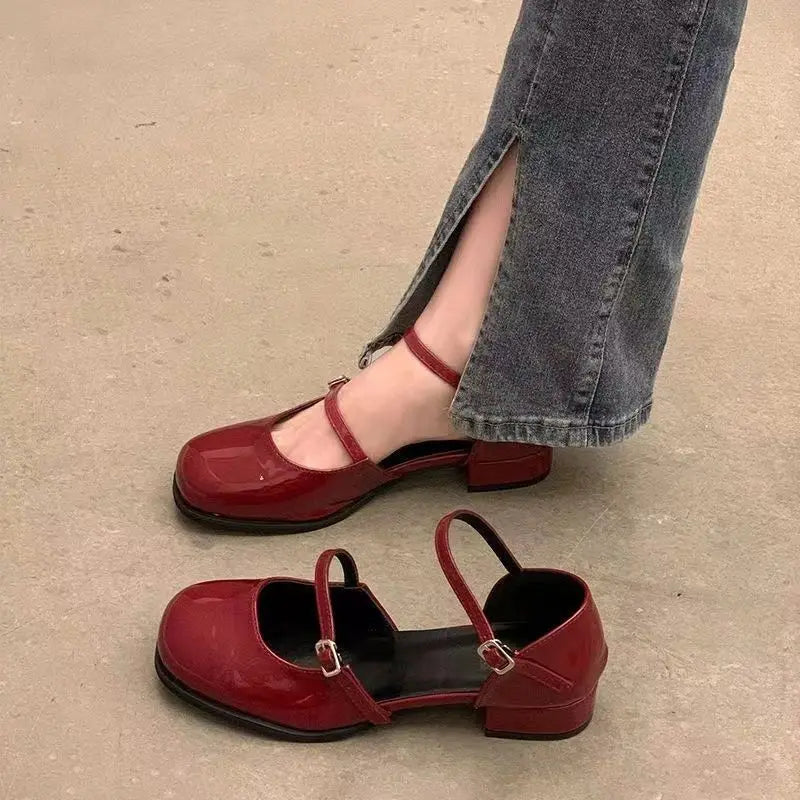 Women's Mary Jane Buckle Pumps – Square Heel Office Shoes Women's Heeled Pumps Axl