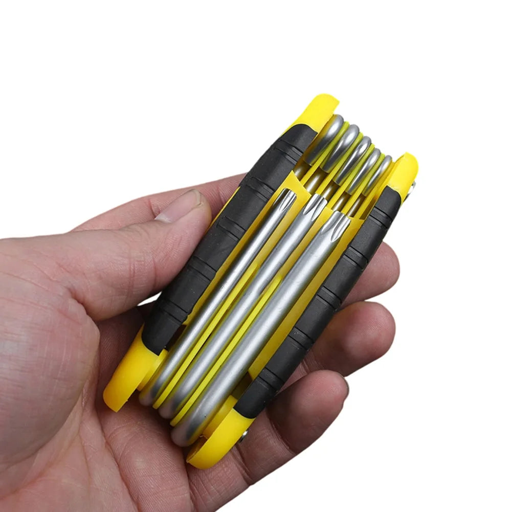 8-in-1 Folding Hex Key Wrench Set – Metric Chrome Vanadium Folding Wrench Set Axl