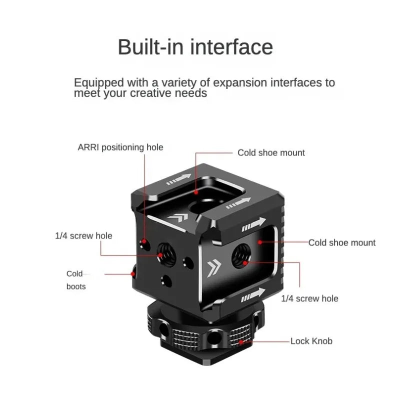 Triple Cold Shoe Mount Adapter for DSLR Camera Cage Rig Camera Cage Accessory Axl