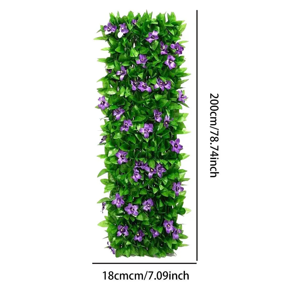 Expandable Artificial Hedge Privacy Screen with Flowers Artificial Privacy Hedge Axl purple orchid