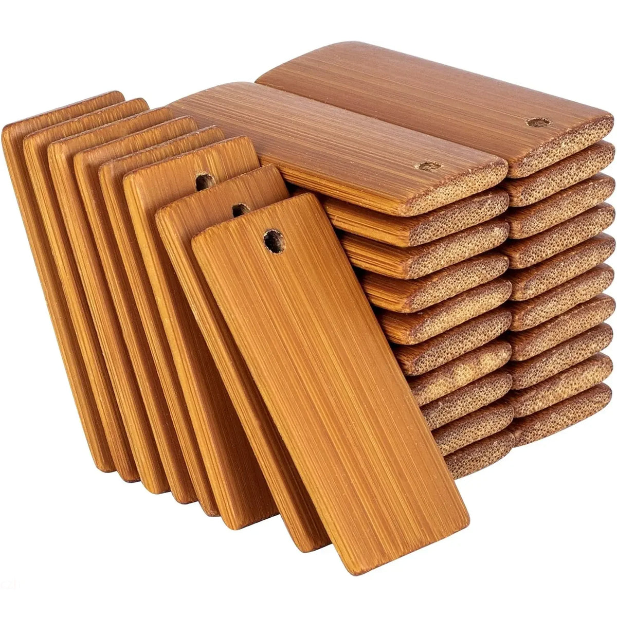 50 Pcs Bamboo Blank Tags 45x20mm – DIY Keychain Engraving Blanks Craft Engraving Blanks Axl